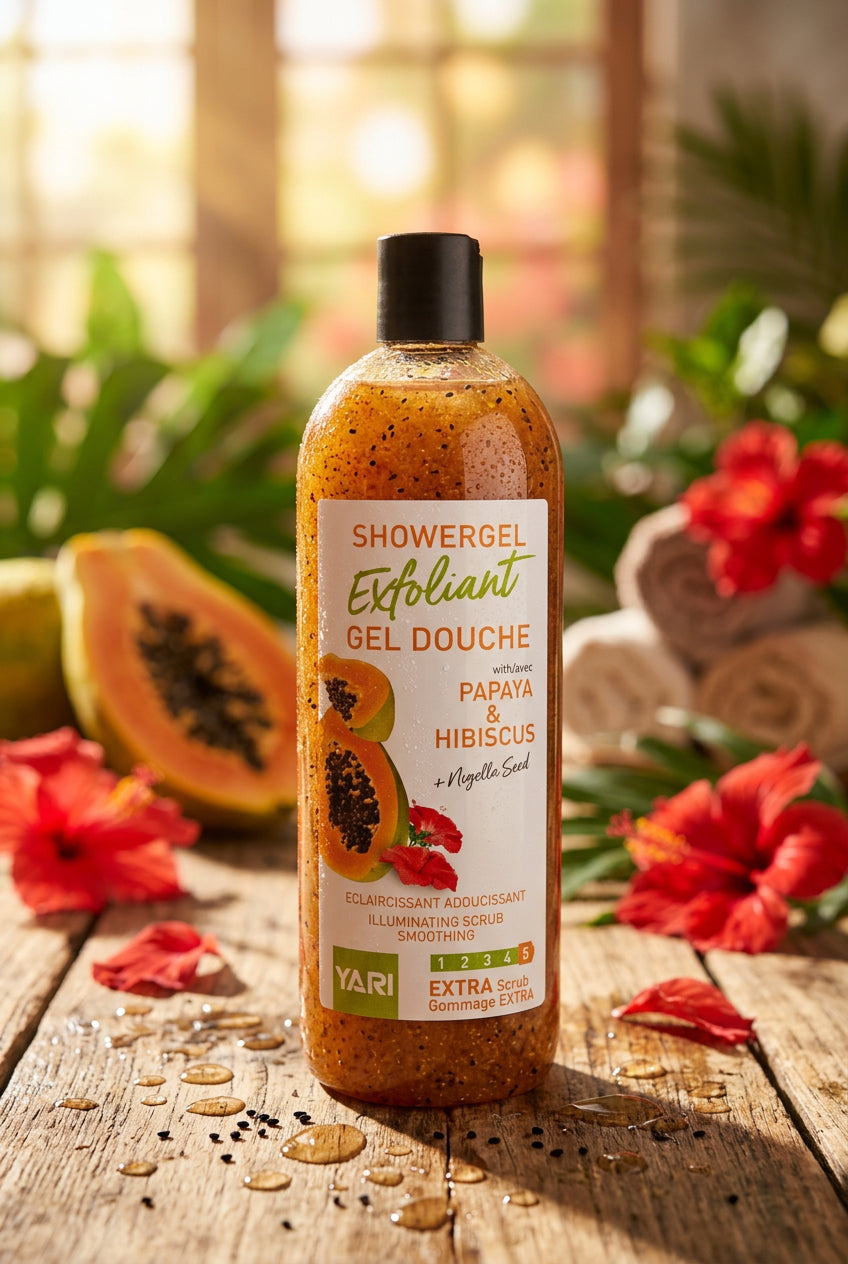 🧴 Gel de Ducha Exfoliante de Papaya e Hibisco – Exfoliación Luminosa 1000 ml
