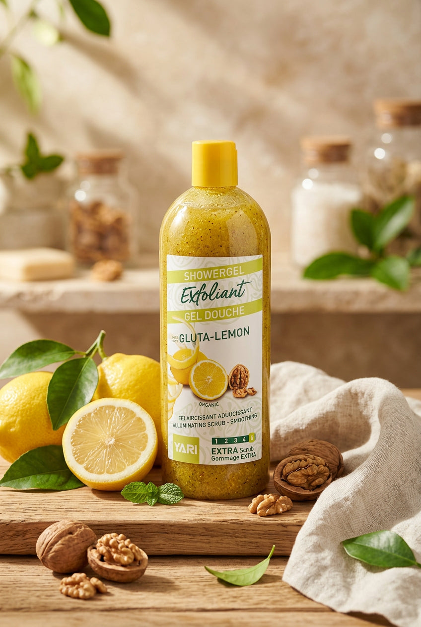 🍋 Gel Douche Exfoliant Gluta Lemon – Gommage Éclat