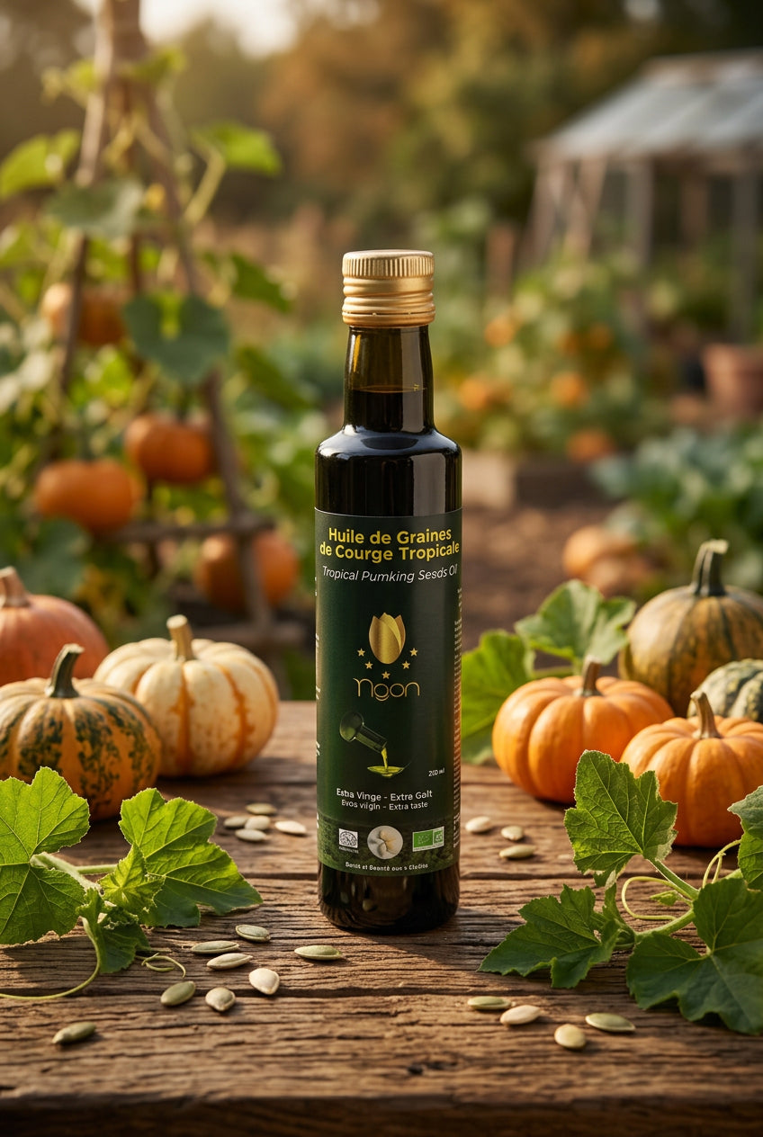 🎃 Huile de Graines de Courge Tropicale – Soin Naturel Peau & Cheveux