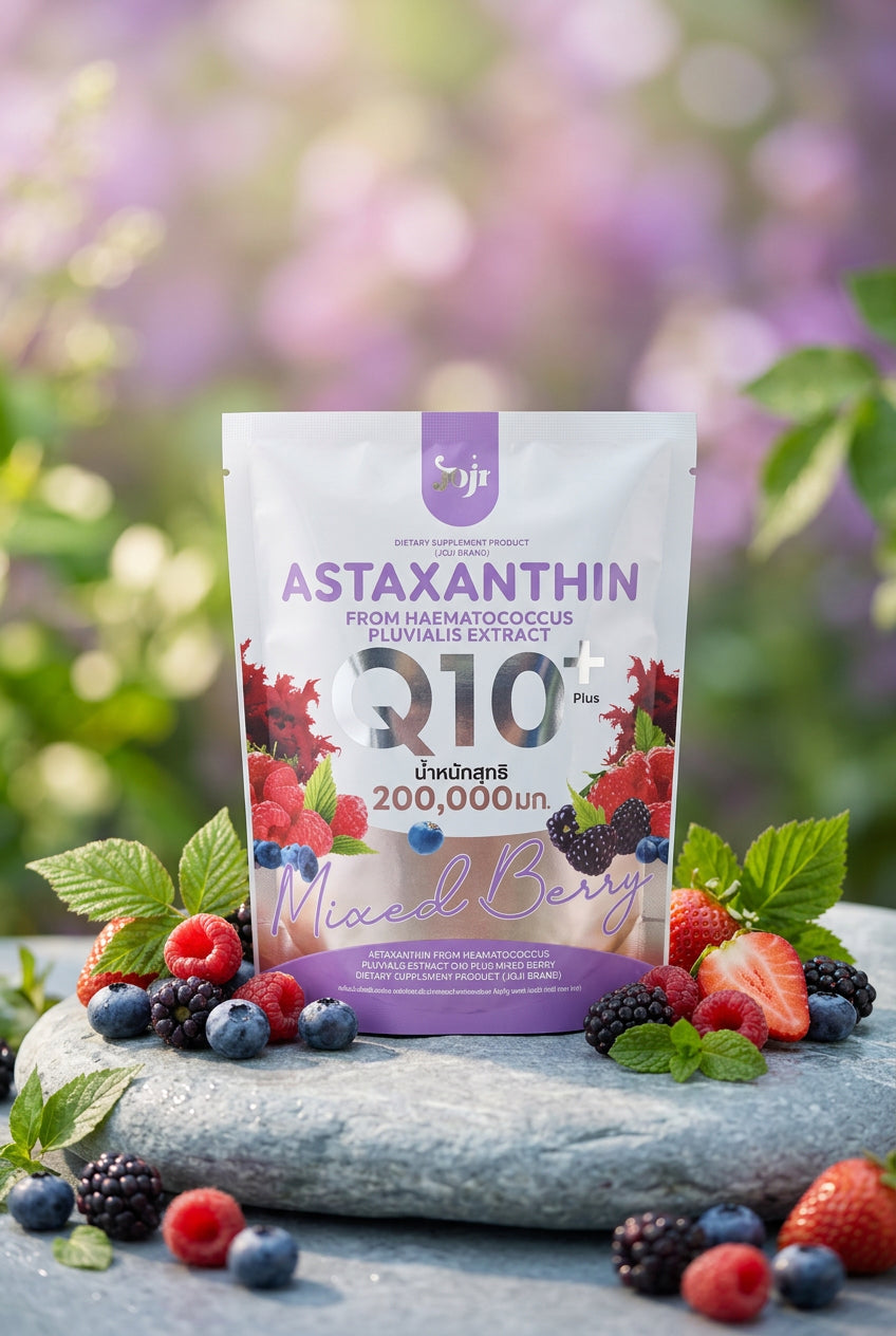 🫐 Joji Astaxanthin Q10 Plus Mixed Berry : boisson aux baies, astaxanthine et coenzyme Q10 (10 sachets) 🍓