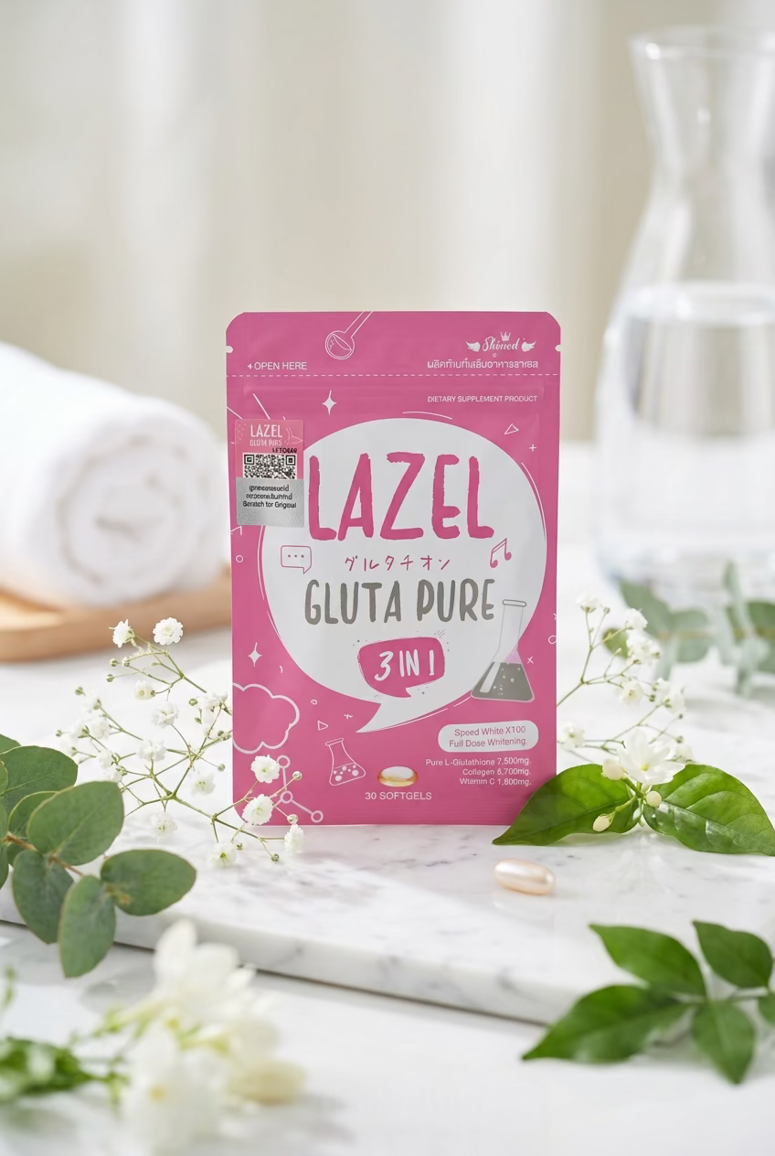 💗 Lazel Gluta Pure 3 en 1 | Complément alimentaire glutathion, collagène de poisson & vitamine C | 30 capsules