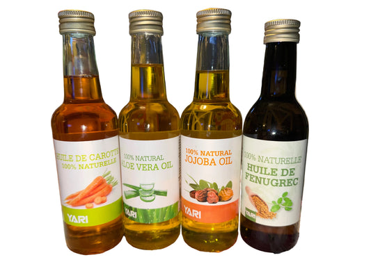 🌿 Huiles Naturelles Beauté – Carotte, Aloe Vera, Jojoba & Fenugrec