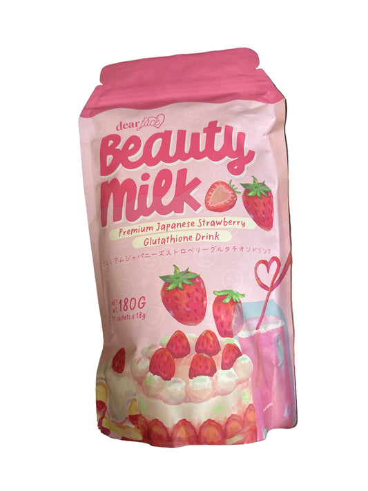 🥛 Beauty Milk – Boisson Éclat Fraise du Japon (Dear Face)