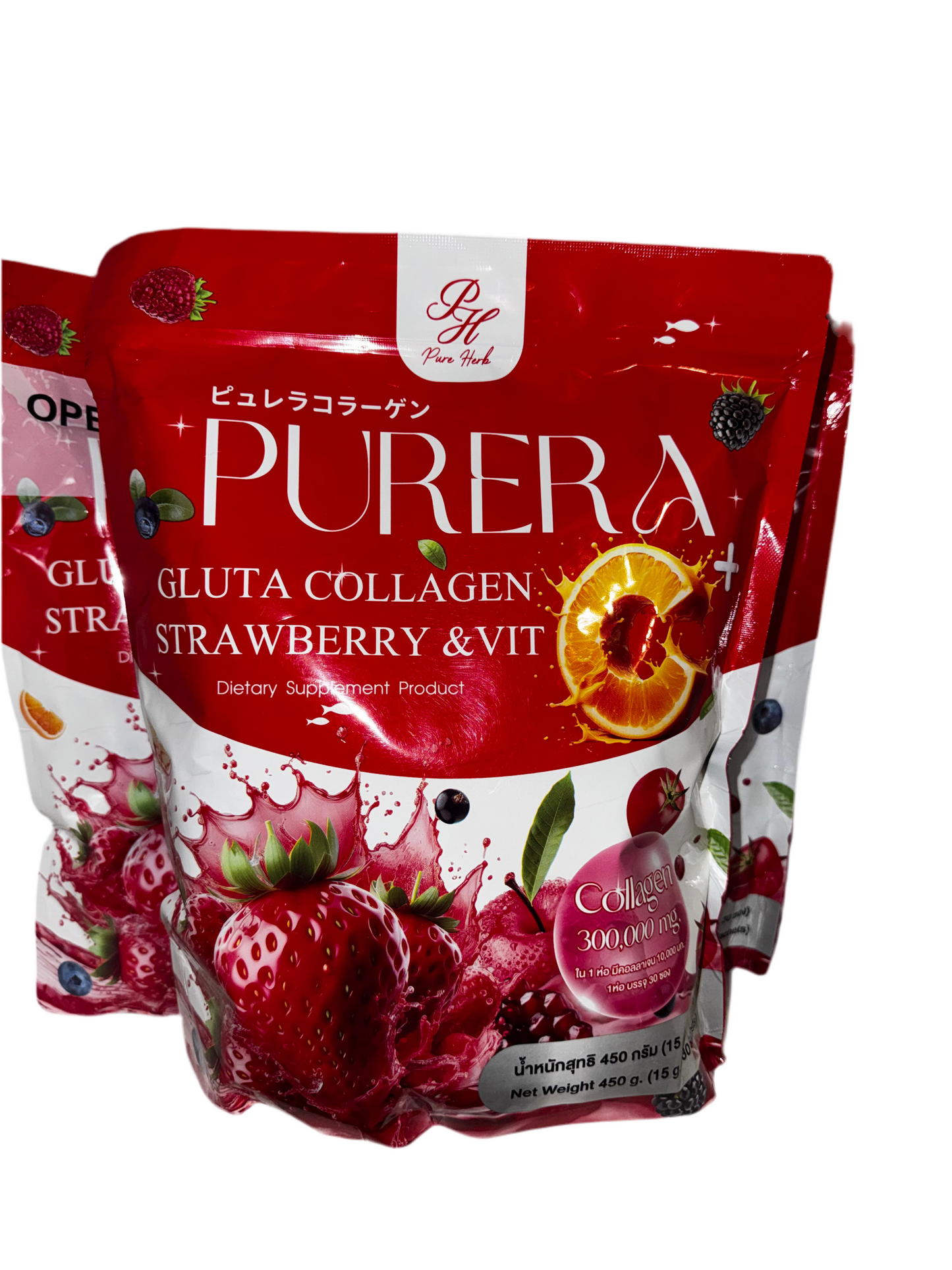 🍓 Purera Gluta Collagen Strawberry & Vit C Plus – Beauté, Articulations & Bien-Être