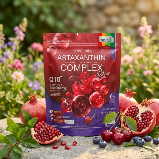 🔴 Astaxanthin-Komplex Blink Q10+ Jennie Moon | Haematococcus Pluvialis, Granatapfel, Maqui, Açaí | 30 Beutel ✨